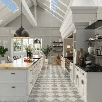 Marble Chess Effect Grey & White Matt Porcelain Tile