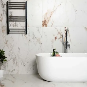 Barnaby White Marble Effect Large Matt Porcelain Wall and Floor Tile