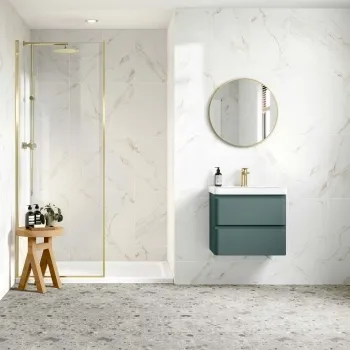 Carrara White Marble Effect Matt Ceramic Wall Tile
