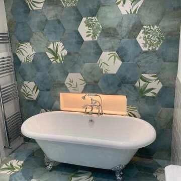 Oasis Floral Patterned Hexagon Matt Porcelain Wall and Floor Tile