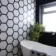 Fusion White Marble Effect & Black Border Hexagon Tile