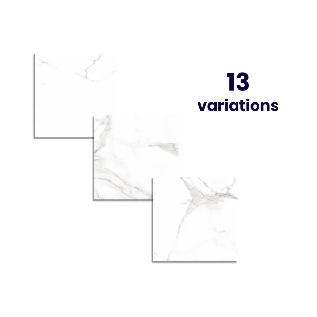 Carrara White Gloss Marble Effect Ceramic Floor Tile 