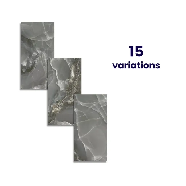 Onyx Marble Effect Dark Grey Polished Porcelain Wall and Floor Tile