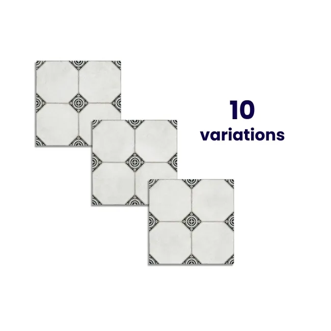 Leeds Black Patterned Matt Porcelain Floor Tile