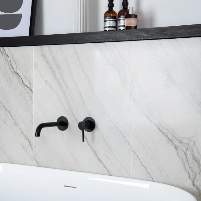 Caelum White Marble Effect Semi Polished Porcelain Wall and Floor Tile 