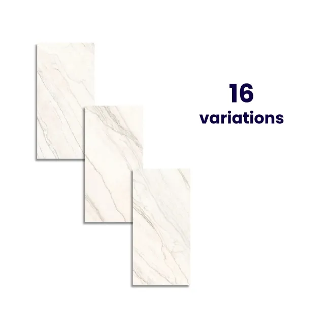 Caelum White Marble Effect Semi Polished Porcelain Wall and Floor Tile 