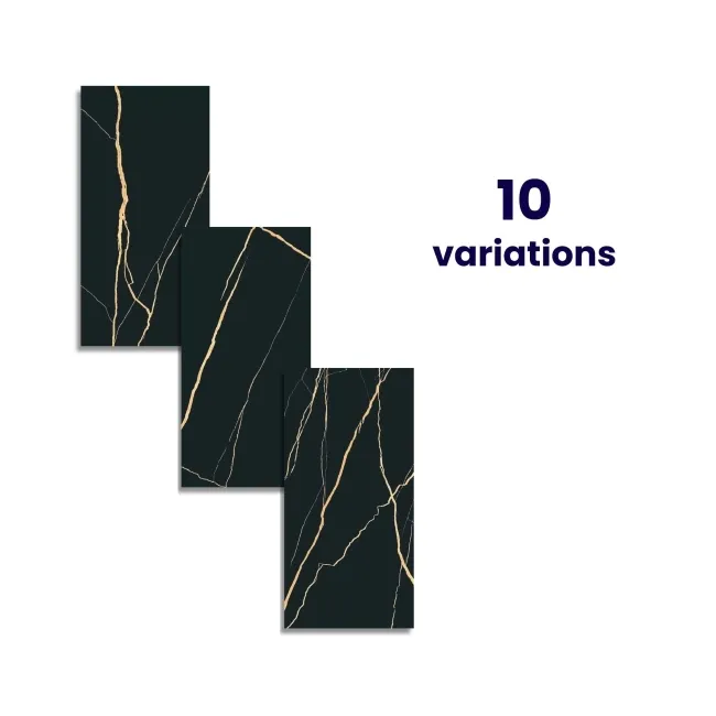 Da Vinci Golden Black Marble Effect Semi Polished Porcelain Tile