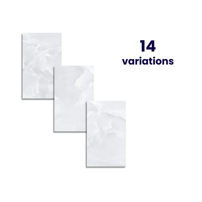 Garner White Onyx Marble Effect Gloss Ceramic Wall Tile