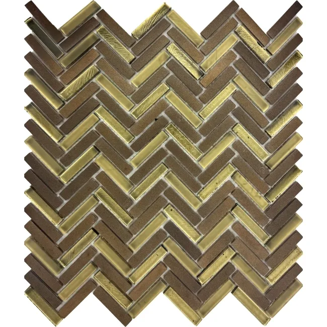 Chapel Herringbone Gold Mixed Mosaic