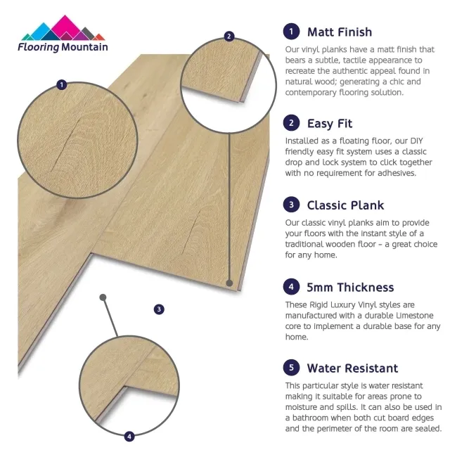 Adelie Shortbread Luxury Click Vinyl Flooring 5mm