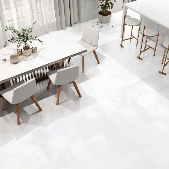 Precious White Onyx Marble Effect Matt Large Porcelain Tile
