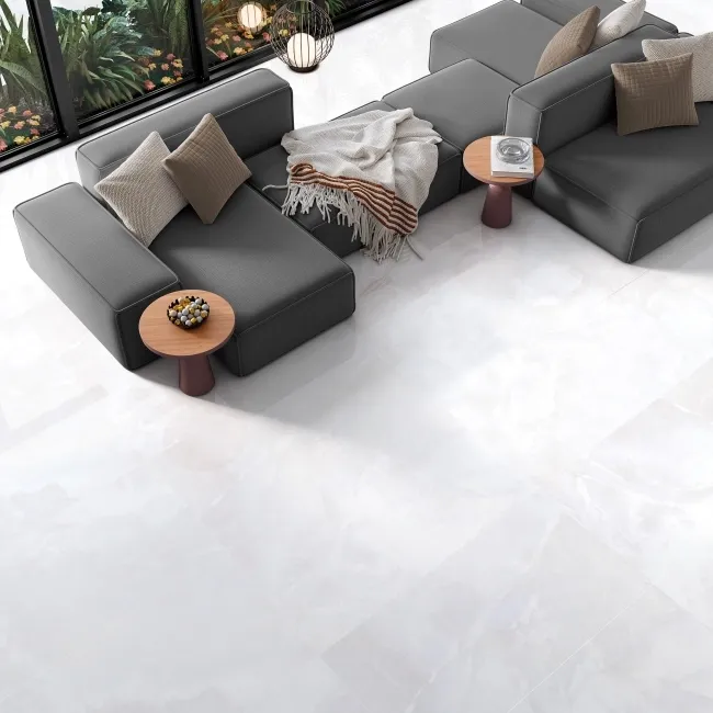 Precious White Onyx Marble Effect Polished Large Porcelain Tile