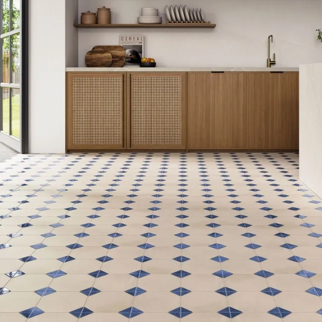 Dover Ivory Terracotta Effect Blue Matt Porcelain Tile