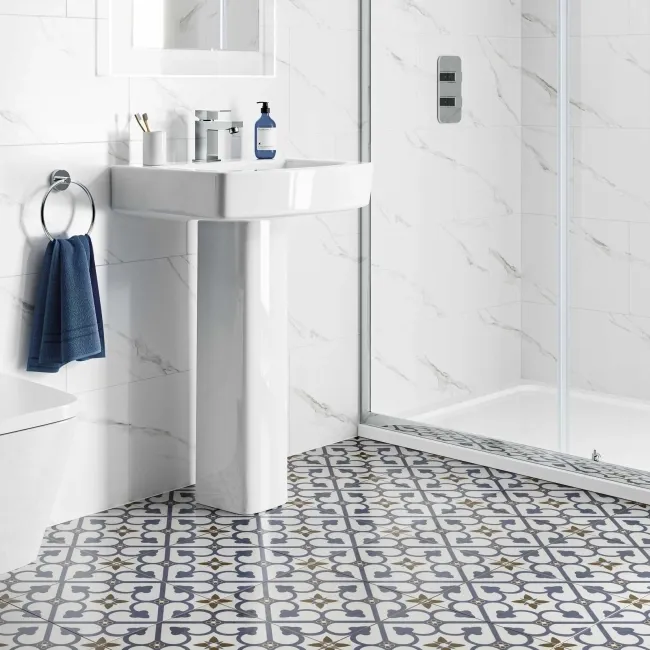 Brighton Blue Pattern Porcelain Floor Tiles