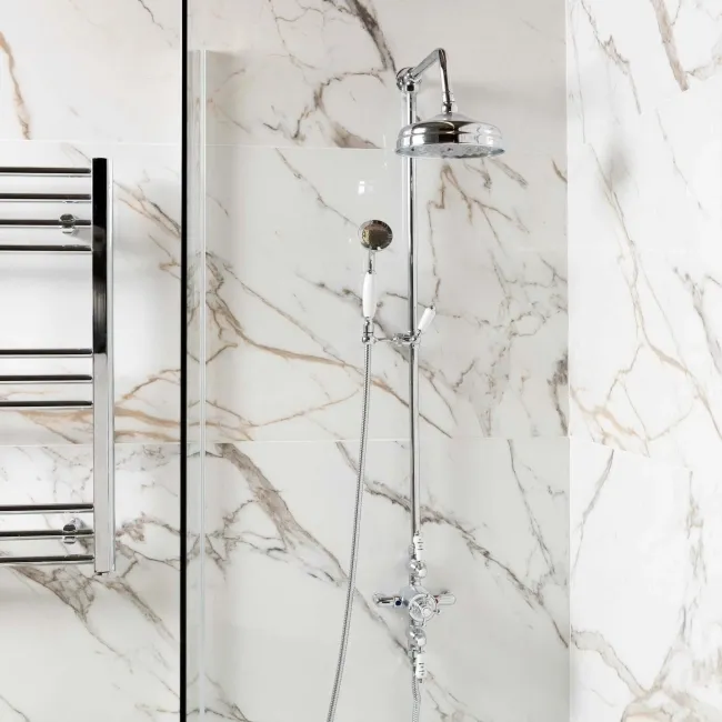 Calacatta Golden Grey Marble Effect Polished Porcelain Wall and Floor Tile