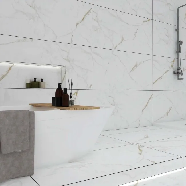 Carrera Gold Marble Effect Rectified Large Matt Porcelain Tile