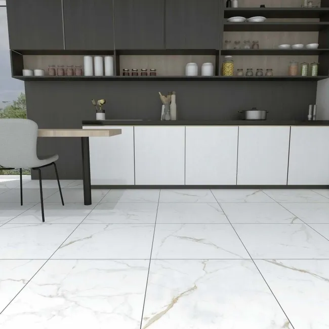 Carrera Gold Marble Effect Rectified Matt Porcelain Floor Tile