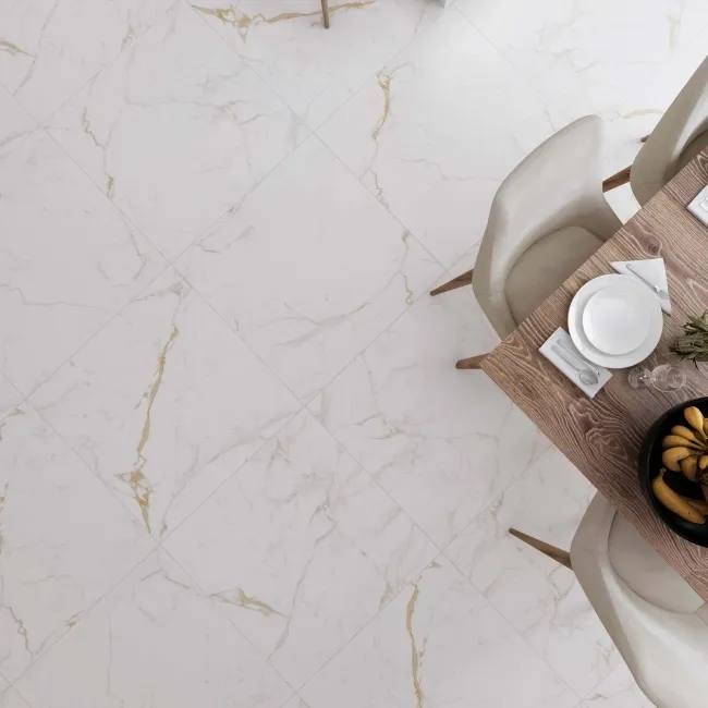 Carrera Gold Marble Effect Rectified Large Matt Porcelain Floor Tile