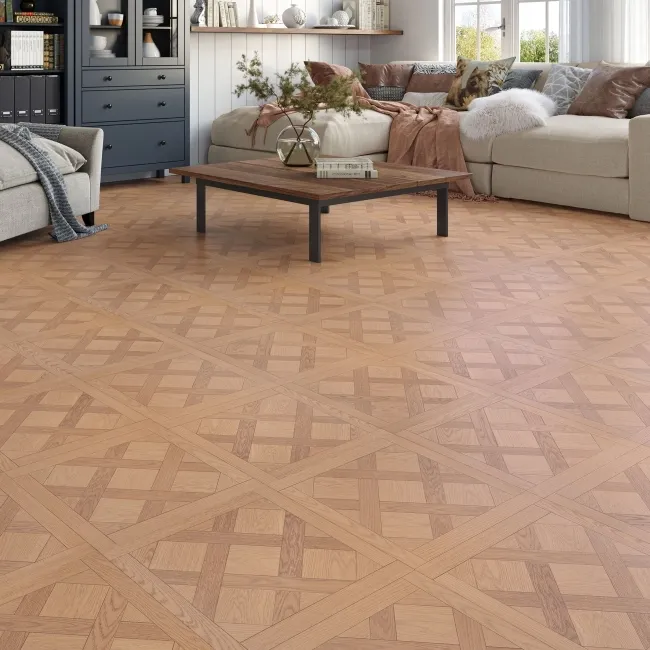 Clovelly Natural Oak Parquet Pattern Effect Laminate Flooring 12mm