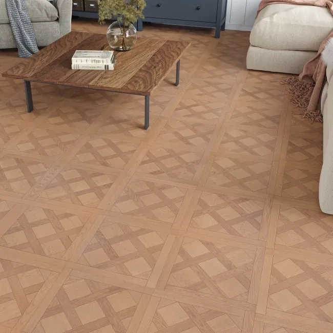 Clovelly Natural Oak Parquet Pattern Effect Laminate Flooring 12mm
