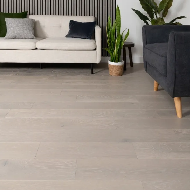 Delamere Light Grey Brushed Oak Engineered Wood Flooring 13x150mm Oiled