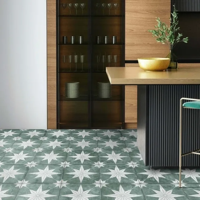 Supernova Star Green Patterned Matt Vitrified Ceramic Floor Tile