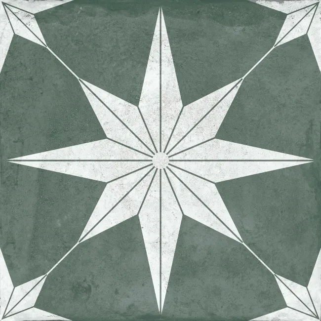 Supernova Star Green Patterned Matt Vitrified Ceramic Floor Tile