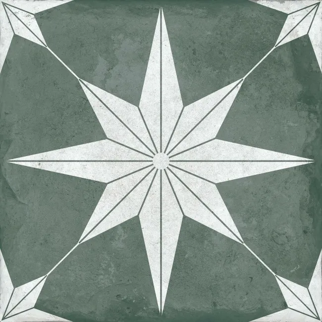 Supernova Star Green Patterned Matt Vitrified Ceramic Floor Tile