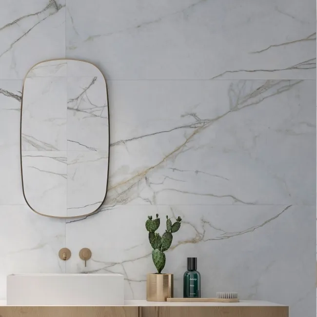 Ethos Golden Grey Marble Effect Matt Porcelain Tile