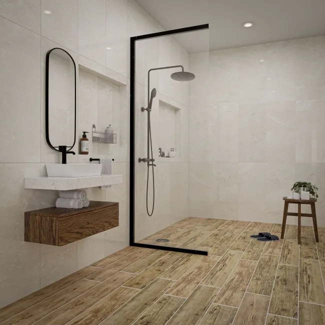 Fior Di Bosco Ivory Marble Effect Gloss Ceramic Wall Tile