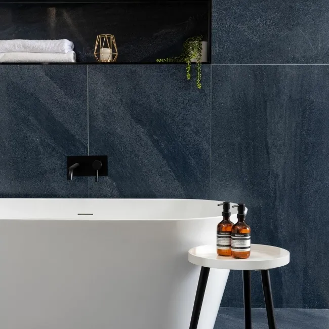Galaxy Denim Blue Stone Effect Semi Polished Porcelain Wall and Floor Tile