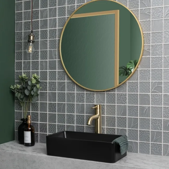 Hampton Silver Grey Patterned  Matt Glass Mosaic