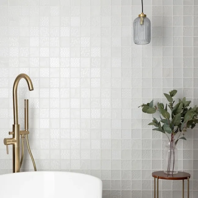 Hampton White Patterned Matt Glass Mosaic
