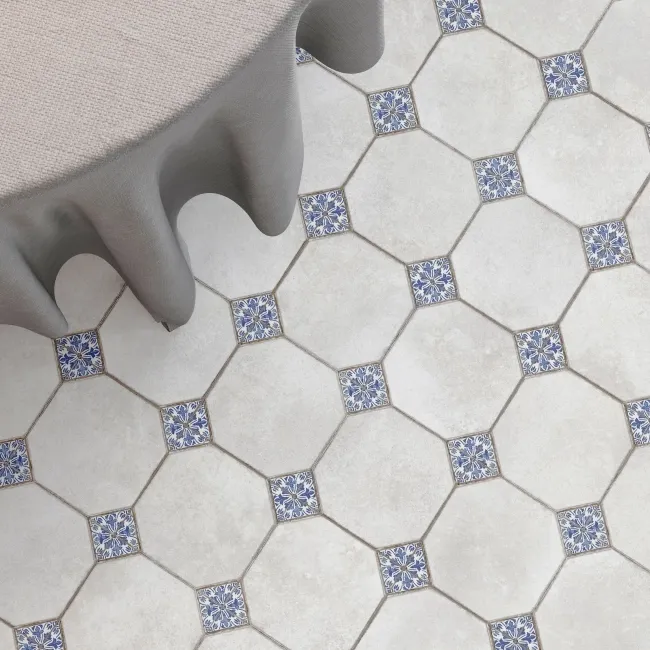 Leeds Blue Patterned Matt Porcelain Floor Tile