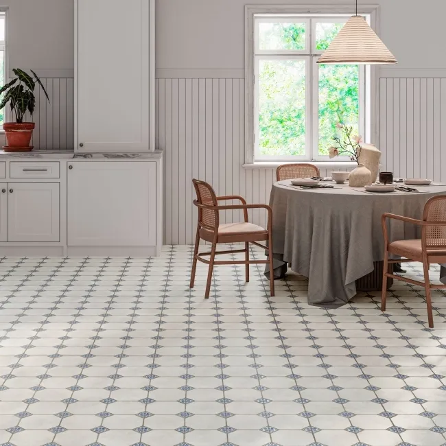 Leeds Blue Patterned Matt Porcelain Floor Tile