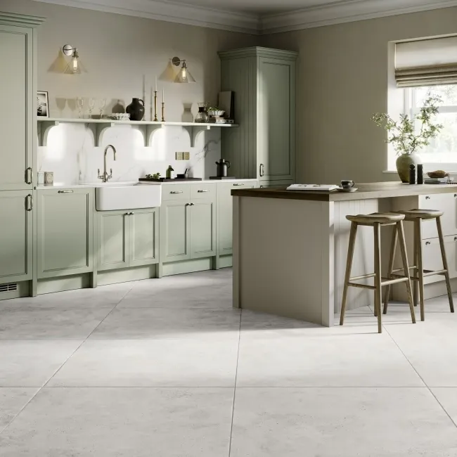  Lenina White Concrete Effect Matt Large Porcelain Floor Tile