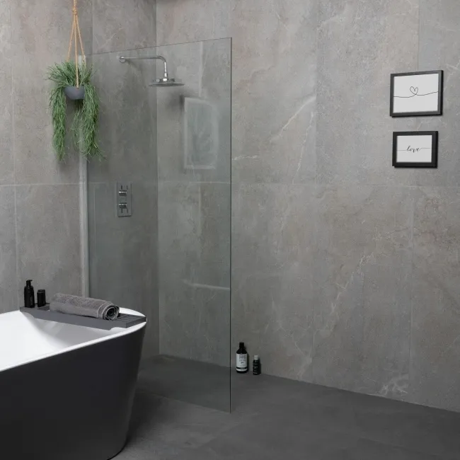Lucca Grey Anti Slip Matt Stone Effect Porcelain Wall and Floor Tile