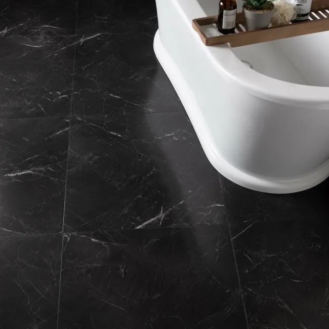 Marble Deluxe Black Tile Luxury Click Vinyl Flooring 6mm