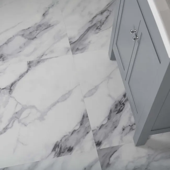 Marble Deluxe White Tile Luxury Click Vinyl Flooring 6mm