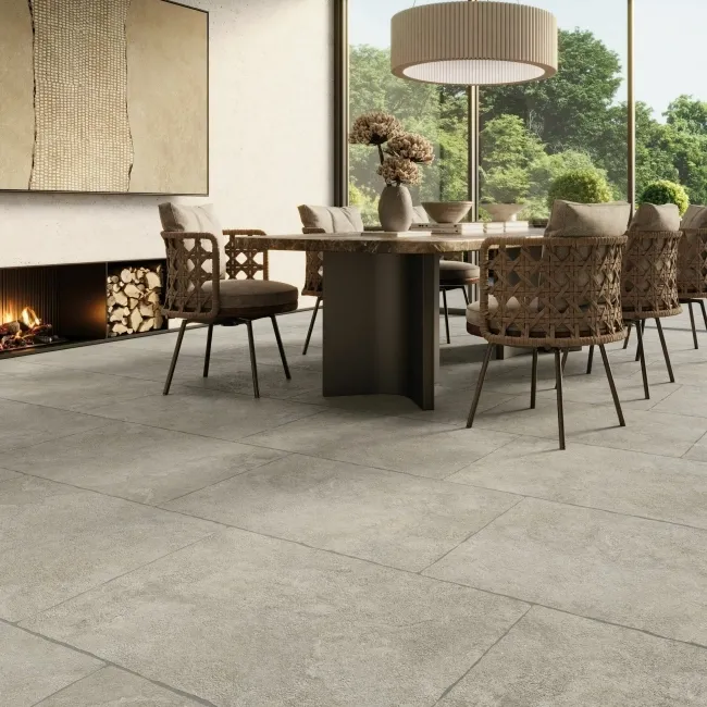 Mineral Dark Grey Rustic Edge Stone Effect Porcelain Tile