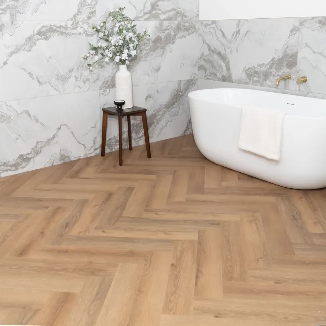 Paris Natural Oak Herringbone Luxury Click Vinyl Flooring 5mm