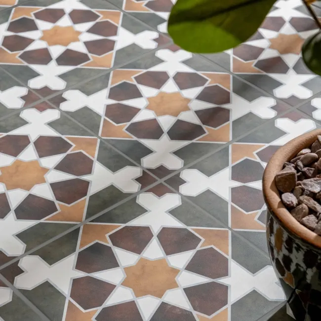 Rabat Green Pattern Matt Ceramic Floor Tile