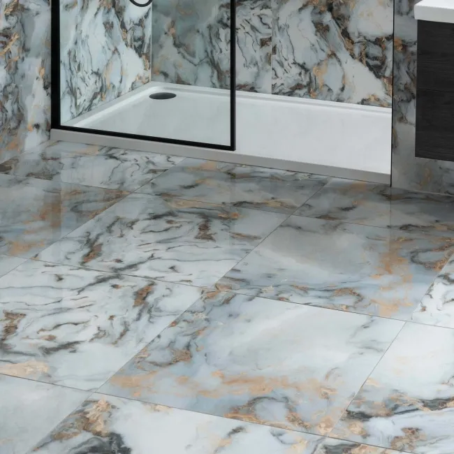 Sky White Marble Effect Polished Porcelain Floor Tile