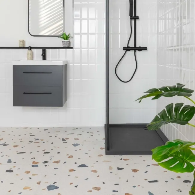 Trend White Terrazzo Multicolour Wall and Floor Tile