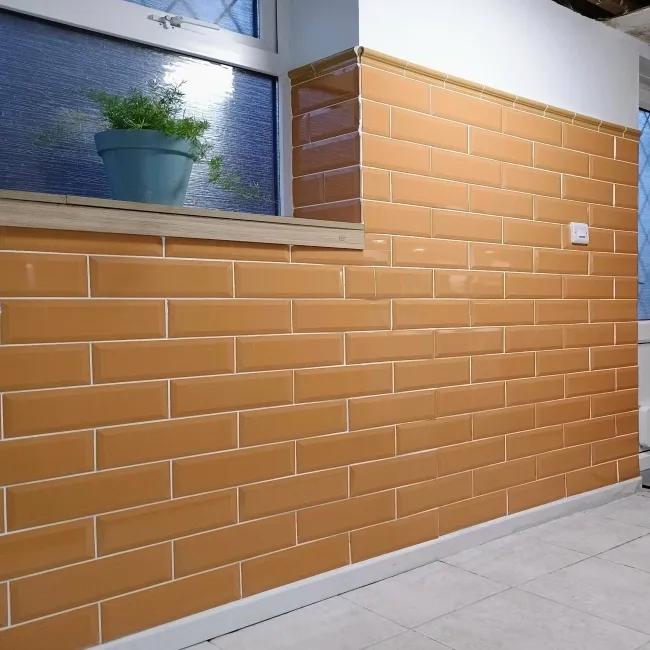 Gloss Wall Orange Metro Tiles