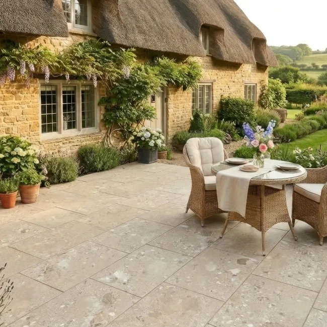 Ura Beige Stone Effect Matt Porcelain Outdoor Slab Tile