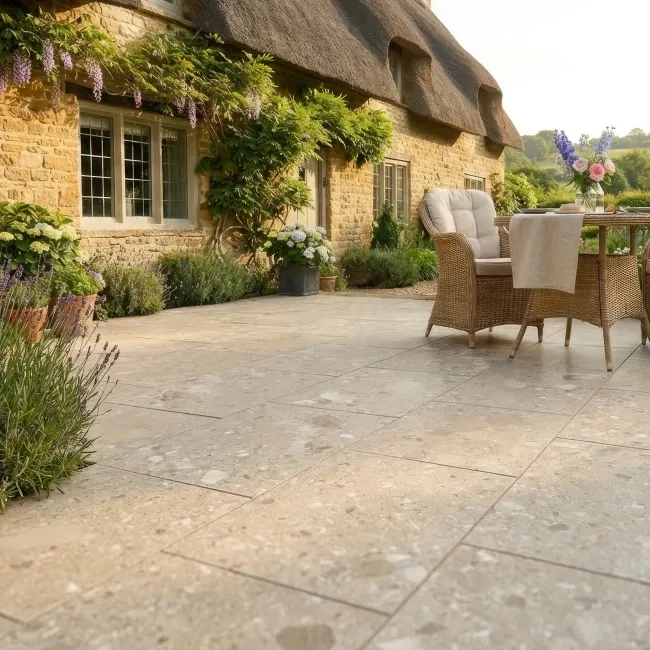 Ura Beige Stone Effect Matt Porcelain Outdoor Slab Tile