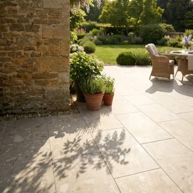 Ura Beige Stone Effect Matt Porcelain Outdoor Slab Tile