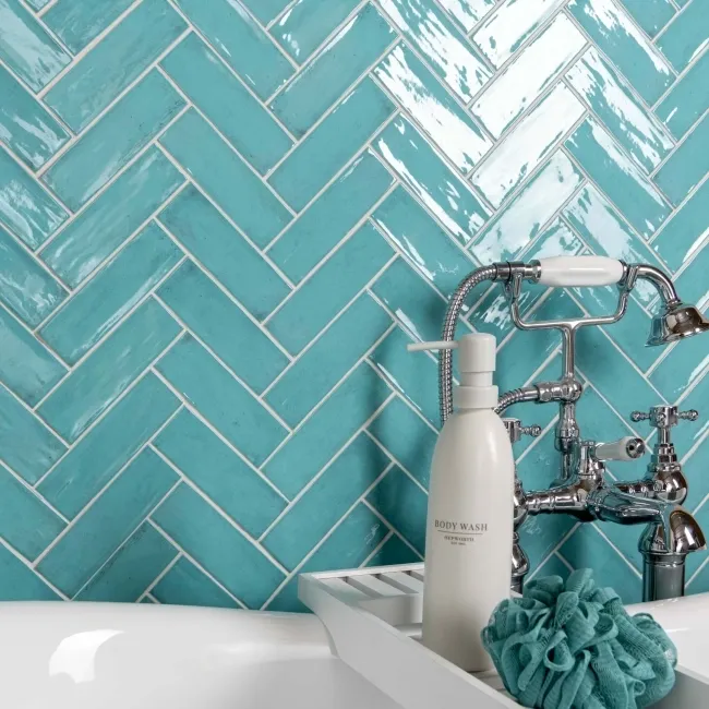 Victorian Style Aquamarine Gloss Porcelain Wall Tile