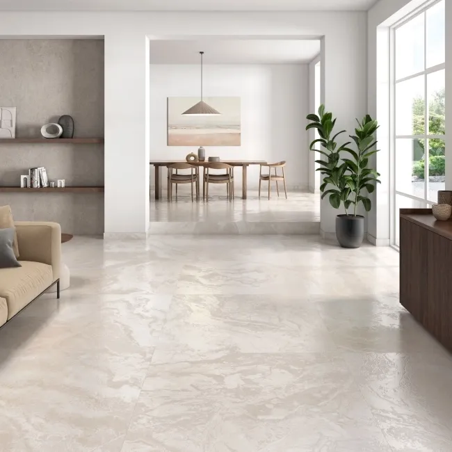 Volcanic Ivory Marble Effect Matt Porcelain Tile